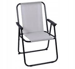 PSB Turistická skládací židle s opěradlem nízká šedá 76x53 cm