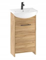 Deftrans Koupelnová skříňka dub zlatý 45 cm s umyvadlovou baterií a sifonem Frigo