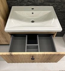 Deftrans Koupelnová skříňka s umyvadlem 80 cm praktický dub evokuje rýhované lamely 