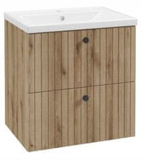 Deftrans Koupelnová skříňka s umyvadlem 80 cm praktický dub evokuje rýhované lamely 