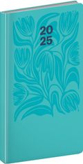 Presco Publishing Kapesní diář Cambio 2025, tyrkysové květiny, 9 × 15,5 cm