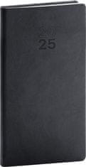 Grooters Kapesní diář Aprint 2025, černý, 9 × 15,5 cm