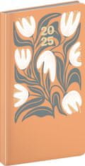 Grooters Kapesní diář Cambio 2025, oranžové květiny, 9 × 15,5 cm