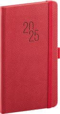 Grooters Kapesní diář Diamante 2025, červený, 9 × 15,5 cm