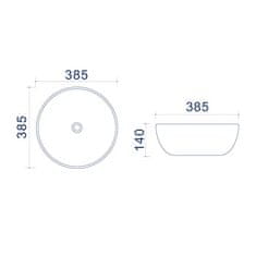 BPS-koupelny Deskové keramické umyvadlo UpTrend Sofie UP4003-2-U18 (38,5x38,5 cm)