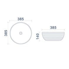 BPS-koupelny Deskové keramické umyvadlo UpTrend Sofie UP4003H-2-B18+B20 (38,5x38,5 cm)