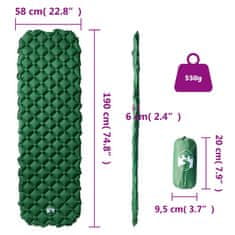 Vidaxl Nafukovací kempingová matrace pro 1 osobu zelená 190x58x6 cm