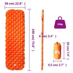 Vidaxl Nafukovací kempingová matrace pro 1 osobu oranžová 190x58x6 cm