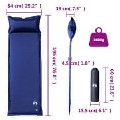 Vidaxl Samonafukovací kempingová matrace polštář 1 osoba tmavě modrá
