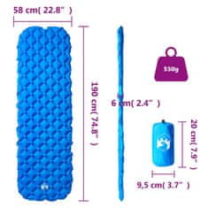 Vidaxl Nafukovací kempingová matrace pro 1 osobu modrá 190 x 58 x 6 cm