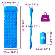 Vidaxl Nafukovací kempingová matrace s polštářem pro 1 osobu modrá
