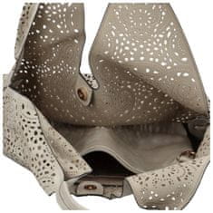 Coveri WORLD Nepřehlédnutelná dámská perforovaná koženková kabelka Briac, šedá
