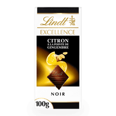 LINDT Lindt EXCELLENCE hořká čokoláda s kousky mandlí, citronovou šťávou a příchutí zázvoru, 100g