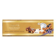 LINDT Lindt Švýcarská Mléčná čokoláda s rozinkami a oříšky 300g