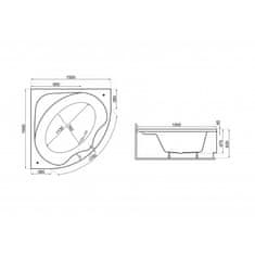 BPS-koupelny Akrylátová symetrická vana Standard 150x150 S