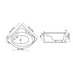 BPS-koupelny Akrylátová symetrická vana Standard 120x120 (130x130) S