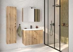 Deftrans Koupelnová skříňka se zrcadlem 80 cm dub evoke se skleněnými policemi