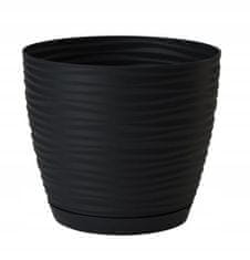 Form-Plast Plastový květináč s podstavcem černý 16,7x15,4 cm 