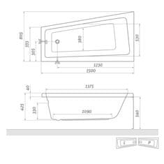 BPS-koupelny Asymetrická akrylátová vana EVA SIDE