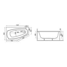 BPS-koupelny Krycí panel k asymetrické rohové vaně Marika 140x80 L(R) AS KP