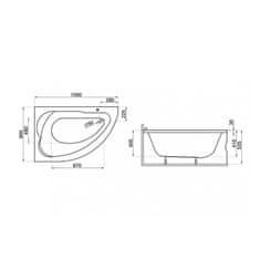 BPS-koupelny Akrylátová asymetrická vana Standard 130x85 L(R) AS