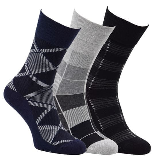 Zdravé Ponožky luxusní pánské bambusové oblekové vzorované ponožky71036 3pack