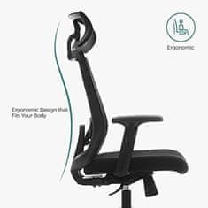 Songmics Kancelářská židle síťovaná, nastavitelné opěrky, černá 65x53x116-126cm