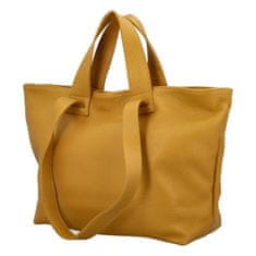 Delami Vera Pelle Velká a prostorná dámská kožená taška Sára, žlutá