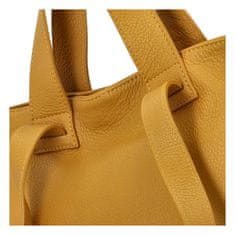 Delami Vera Pelle Velká a prostorná dámská kožená taška Sára, žlutá
