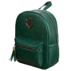 CurePink Dámský městský batoh Harry Potter: Zmijozel - Slytherin (objem 6 litrů|22 x 28 x 10 cm) zelený polyuretan