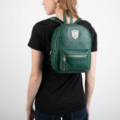 CurePink Dámský městský batoh Harry Potter: Zmijozel - Slytherin (objem 6 litrů|22 x 28 x 10 cm) zelený polyuretan