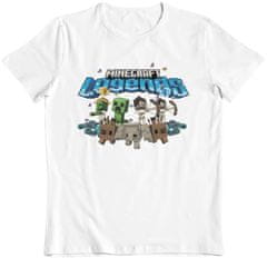 CurePink Dětské tričko Minecraft: Legends Allies (velikost 6-7 let) bílá bavlna