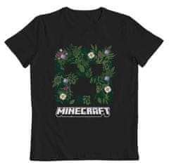 CurePink Dětské tričko Minecraft: Květinový Creeper (7-8 let) černá bavlna