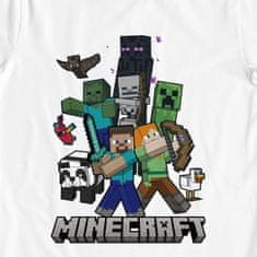 CurePink Dětské tričko Minecraft: Věž z postav (9-10 let) bílá bavlna