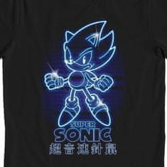 CurePink Svítící dětské tričko Sonic The Hedgehog: Glow In The Dark (7-8 let) černá bavlna