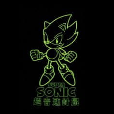 CurePink Svítící dětské tričko Sonic The Hedgehog: Glow In The Dark (7-8 let) černá bavlna