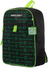 CurePink Školní batoh Minecraft s příslušenstvím - svačinový box - láhev na pití - hračka - kapsička (objem batohu 12 litrů|29 x 41 x 10 cm)