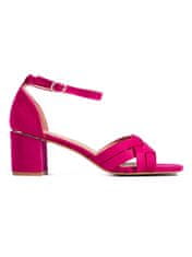 Amiatex Luxusní dámské růžové sandály na širokém podpatku, odstíny růžové, 37