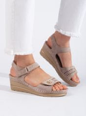 Amiatex Exkluzívní sandály hnědé dámské na klínku + Ponožky Gatta Calzino Strech, Brązowy, 41