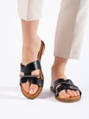 Amiatex Exkluzívní sandály dámské černé bez podpatku, černé, 38