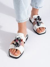 Amiatex Komfortní dámské sandály bílé na plochém podpatku, bílé, 37
