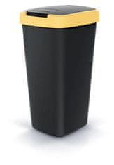 Prosperplast Odpadkový koš COMPACTA Q FLAP černý se světle žlutým víkem, objem 25l, sada 5 ks