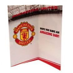 FotbalFans Blahopřání Manchester United FC, červené, 22x12 cm