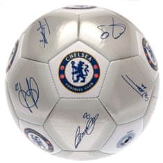 FotbalFans Fotbalový míč Chelsea FC, stříbrný, podpisy hráčů, vel. 5