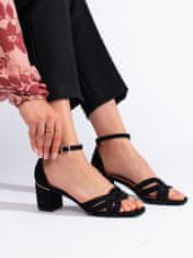 Amiatex Trendy dámské černé sandály na širokém podpatku, černé, 37