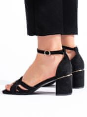 Amiatex Trendy dámské černé sandály na širokém podpatku, černé, 37