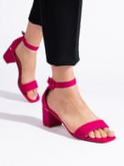 Amiatex Luxusní sandály růžové dámské na širokém podpatku, odstíny růžové, 37