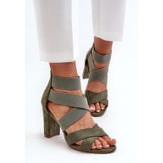 Dámské sandály na podpatku s řemínky Zelená velikost 41