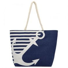 Bellugio Krásná plážová kabelka přes rameno Irilla, modro-bílá/kotva