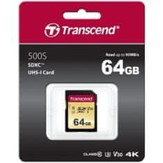 Transcend Paměťová karta 500S SDXC 64GB UHS-I U3 (Class 10) (95R/ 60W)